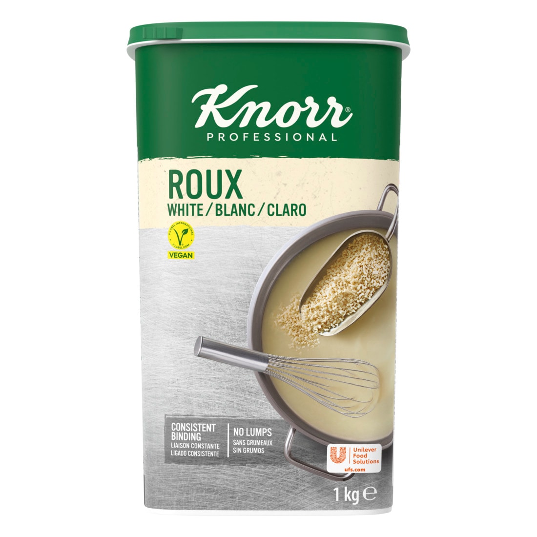 Knorr Roux Espesante Claro sin lactosa bote 1kg - Roux Knorr, espesor y brillo en 1 minuto sin modificar el sabor.